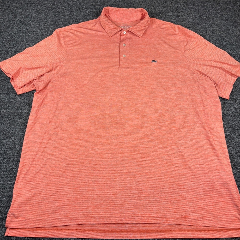 Vineyard Vines Performance Polo Mens 2XT Orange Heather Short Sleeve Stretch